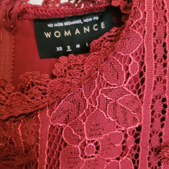 WOMANCE BURGUNDY DRESS SMALL - Picture 2 of 4